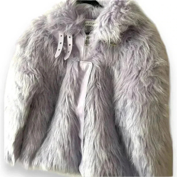 Maje Rapri faux fur lilac jacket small - Picture 2 of 9